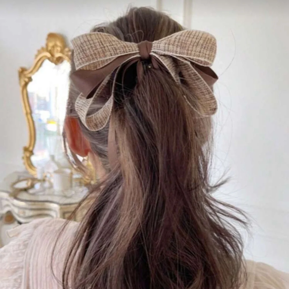 Ribbon Bow Banana Hair Clips For Women Girl,1PC Vertical Ponytail Claw Clip